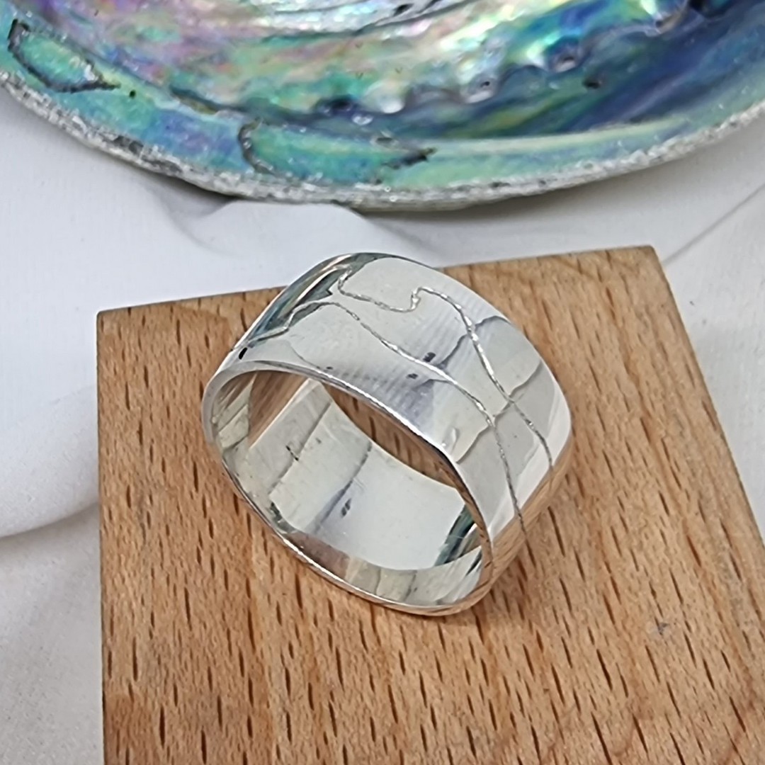 Extra wide sterling silver band image 1