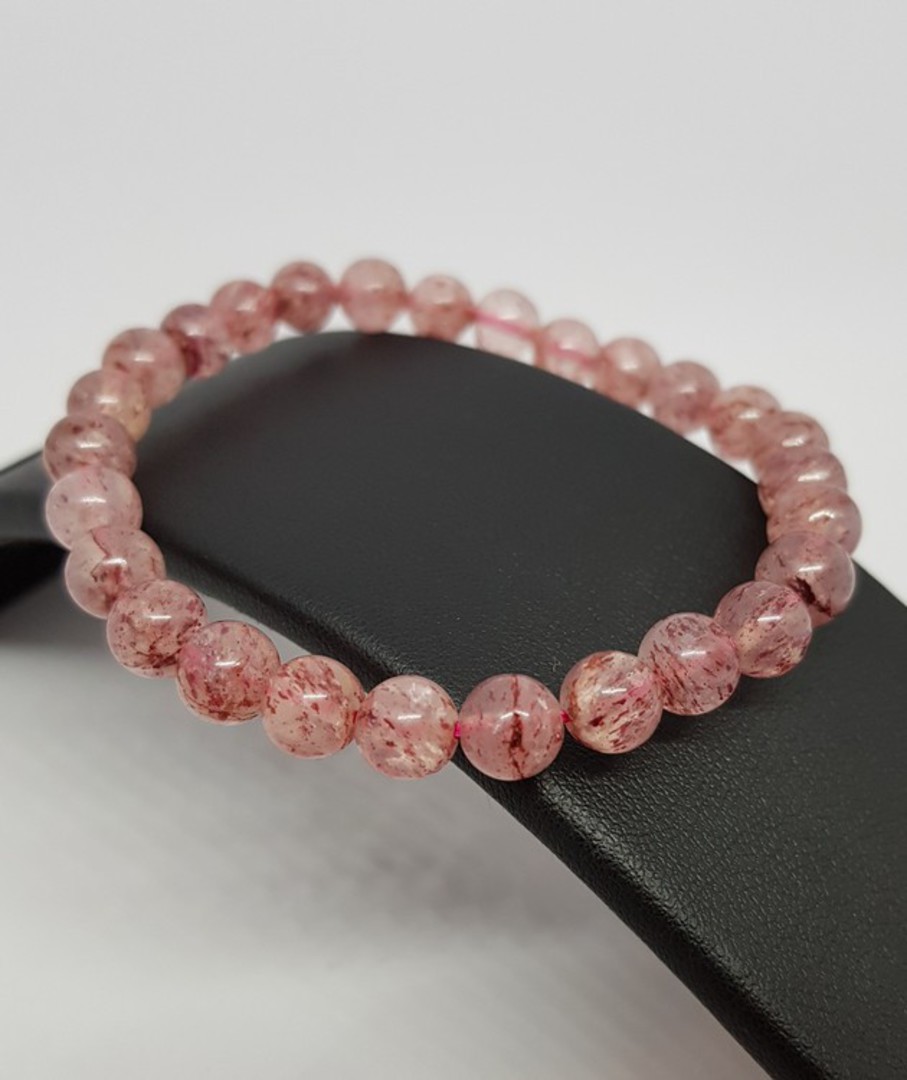 Strawberry quartz beaded bracelet image 0
