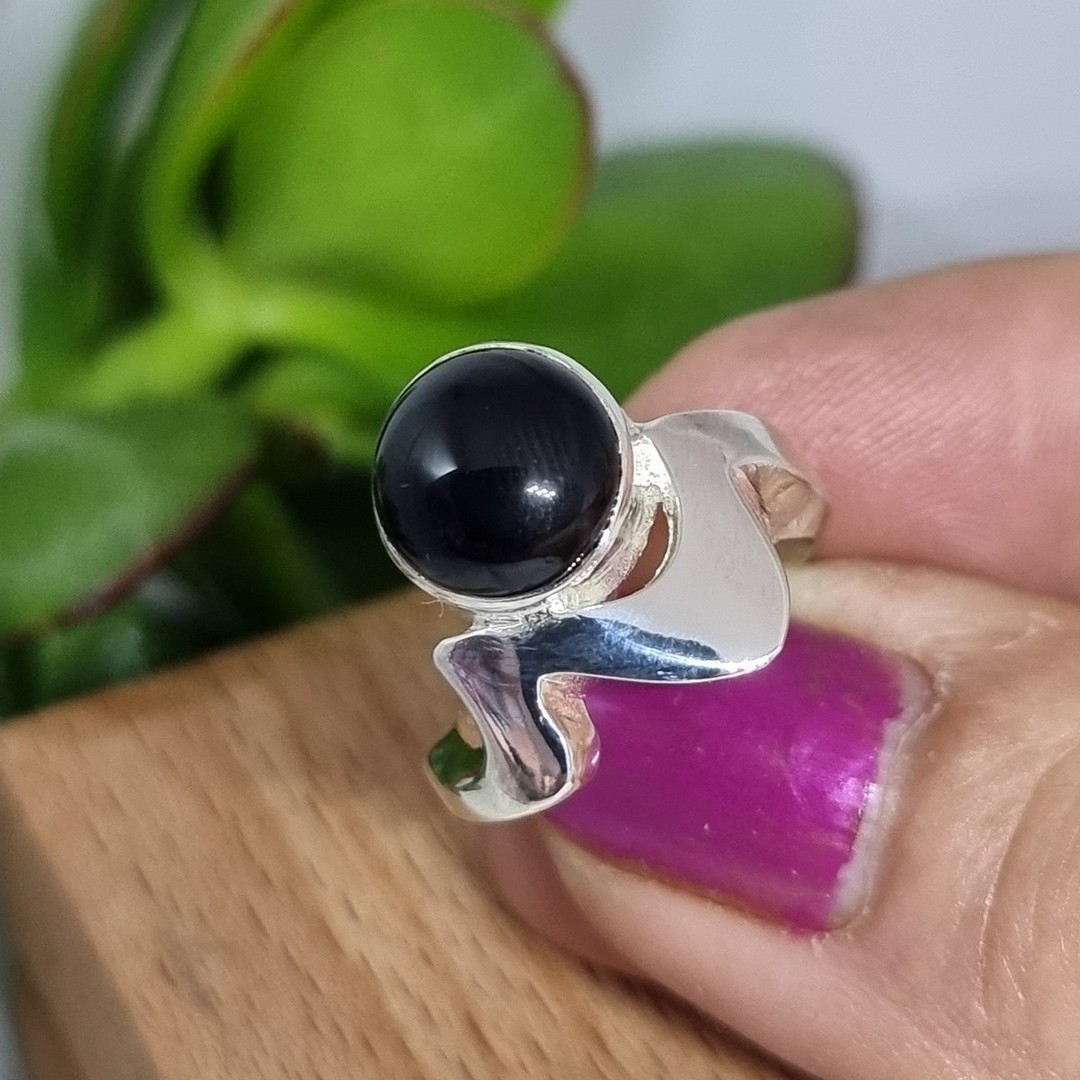 Sterling silver onyx ring - made in NZ image 0
