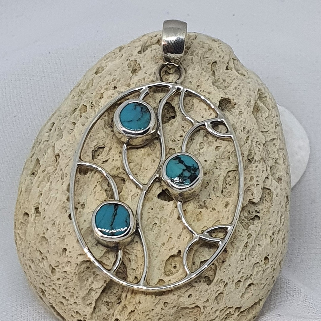 Sterling silver turquoise pendant image 1