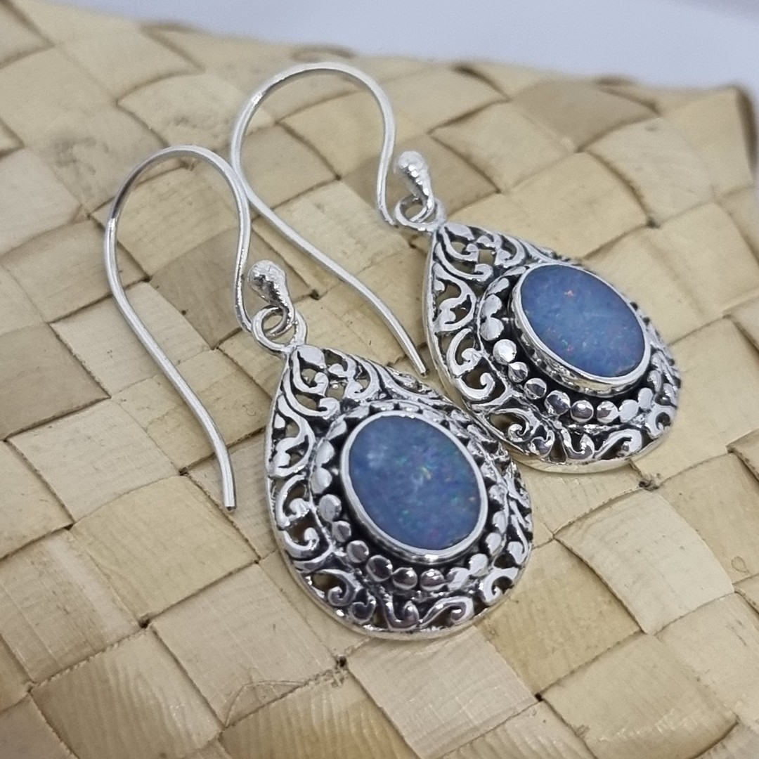 Sterling silver fabulous opal earrings image 3