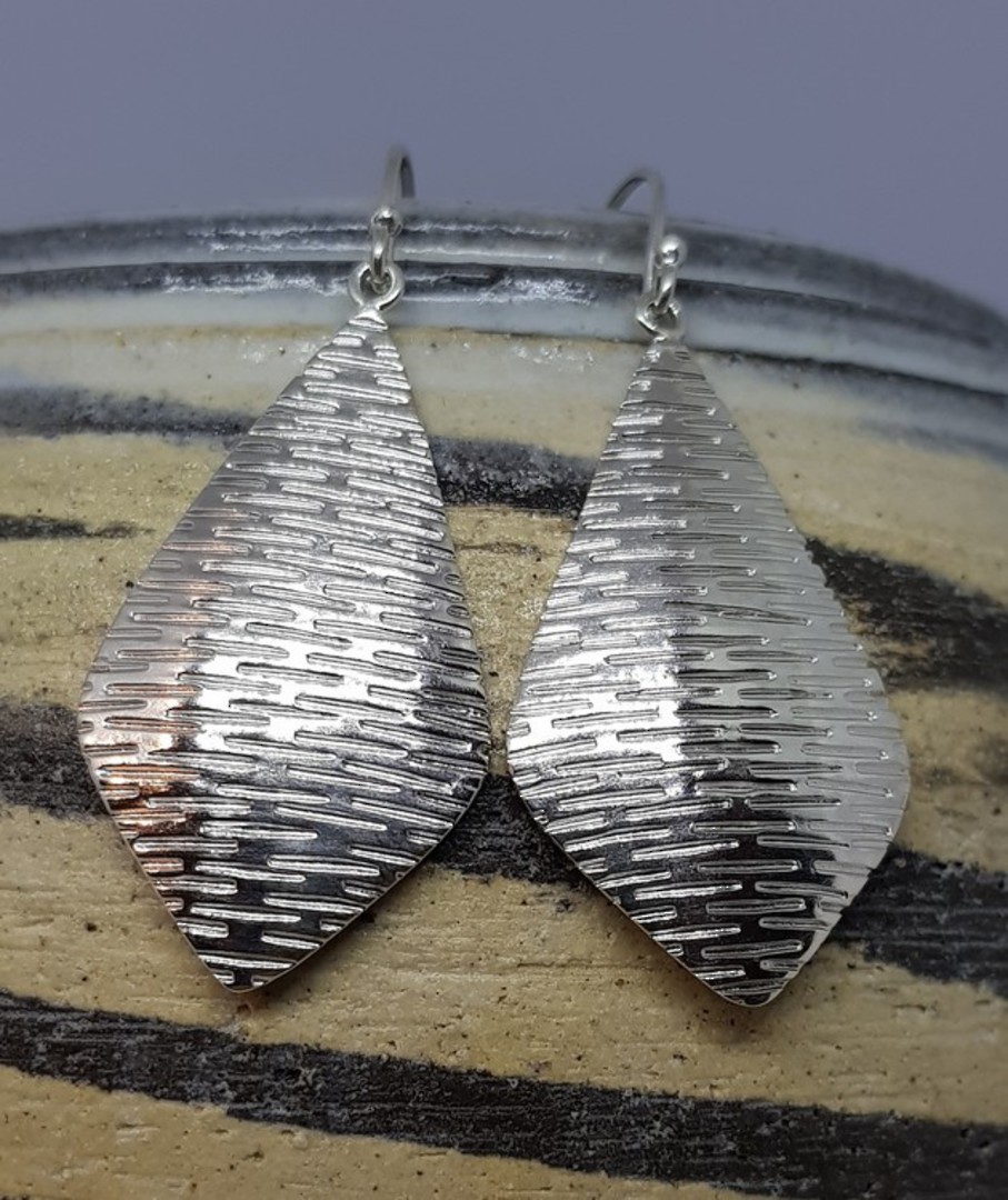 Sterling silver large, decorated kite shape hook earrings image 4