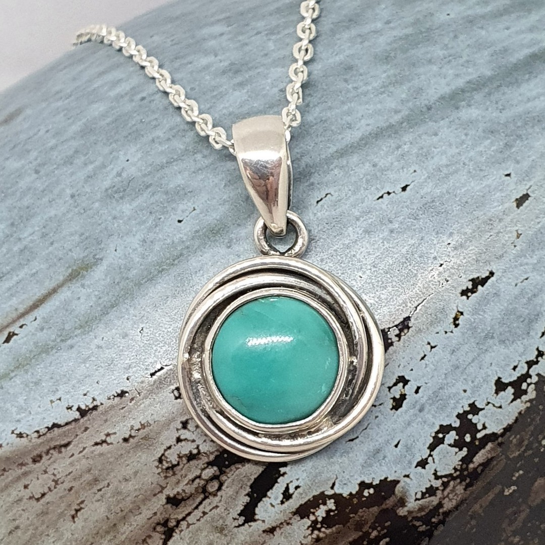 Small silver turquoise pendant image 0