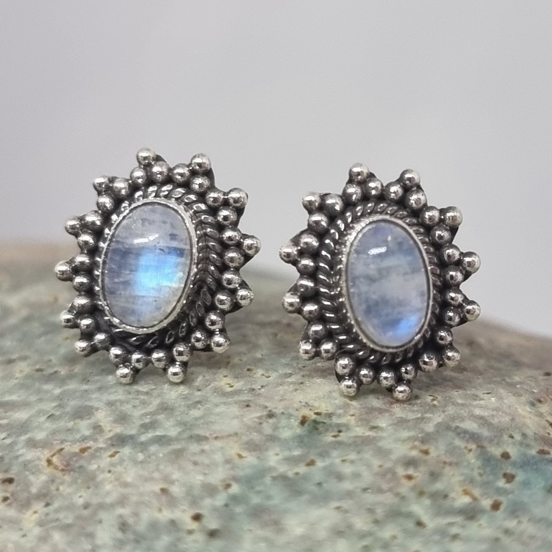 Sterling silver moonstone stud earrings image 0