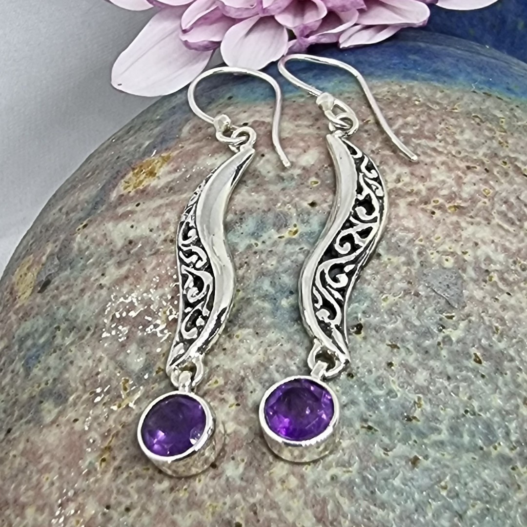 Sterling silver amethyst earrings image 1