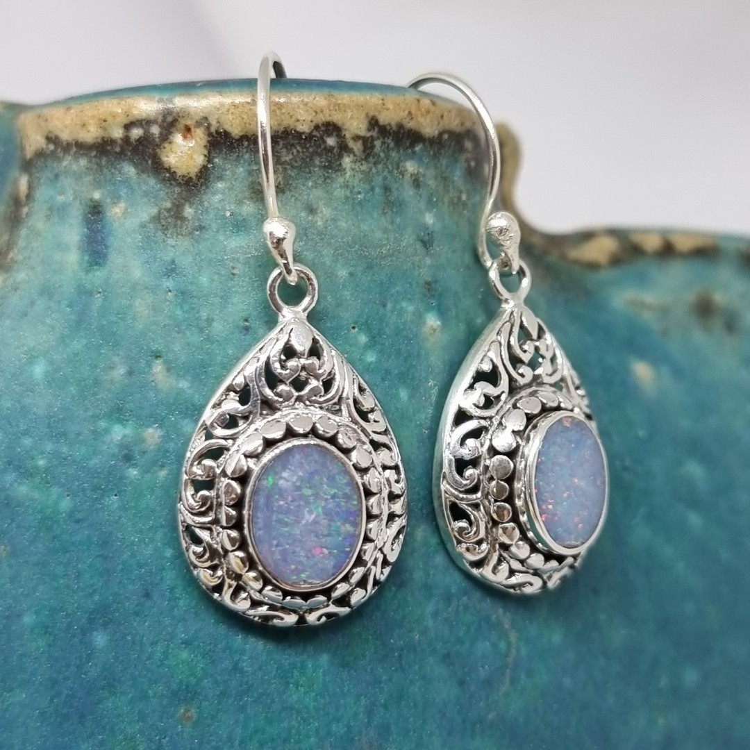 Sterling silver fabulous opal earrings image 2