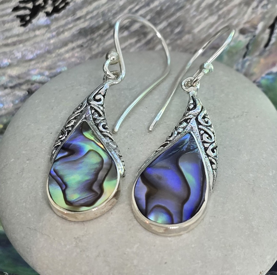 Sterling silver NZ paua earrings image 2