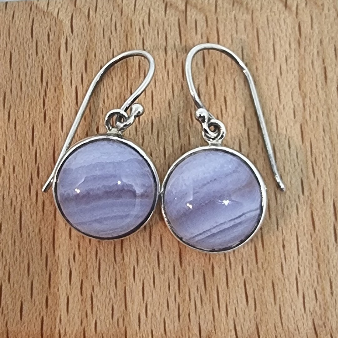 Sterling silver blue lace agate earrings image 2