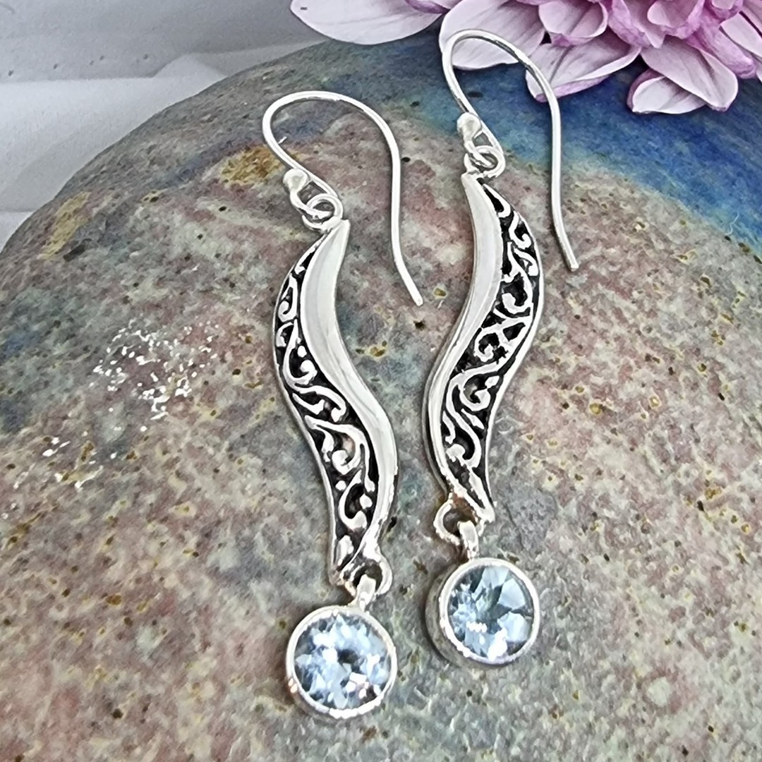 Sterling silver blue topaz earrings image 1