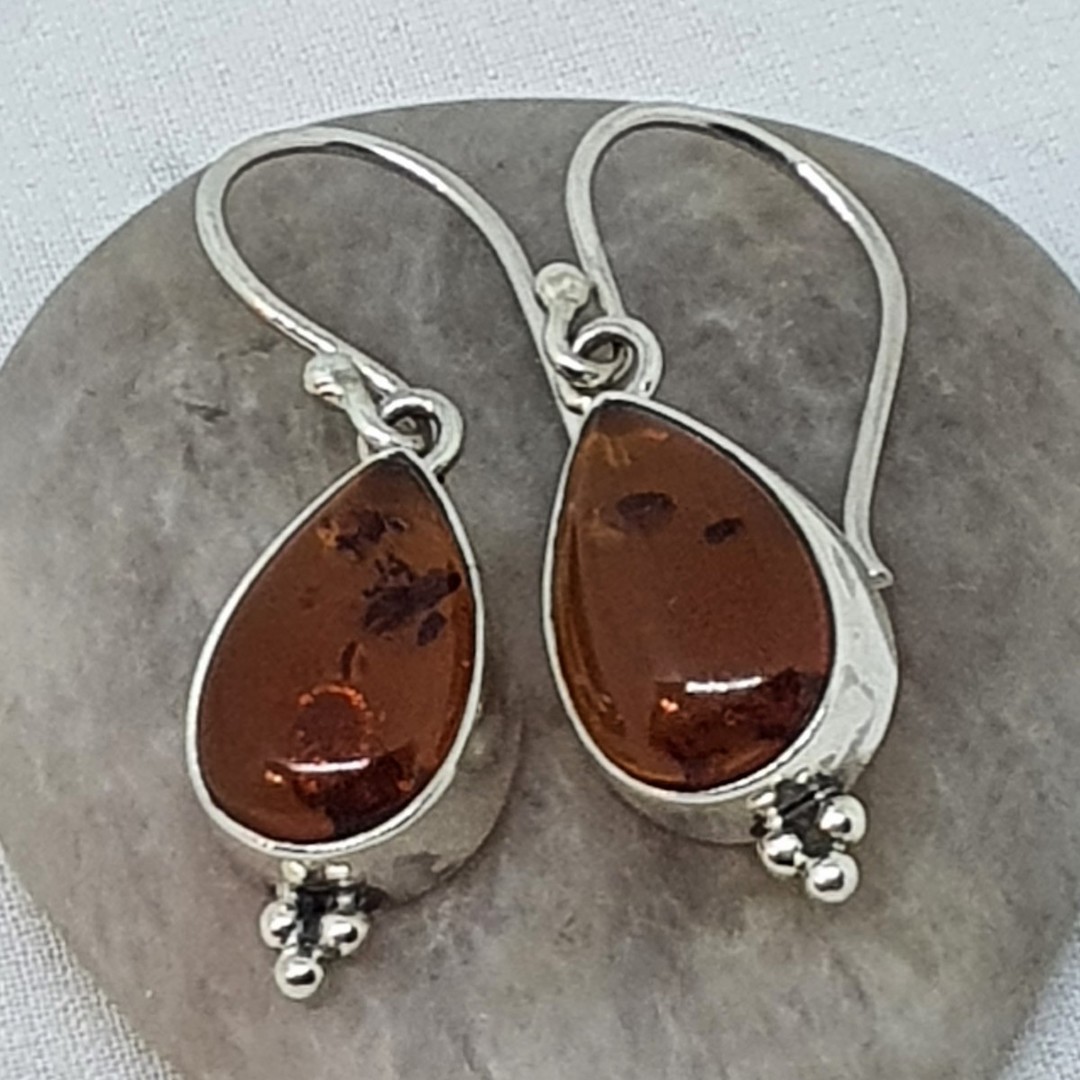 925 Sterling silver amber earrings image 1