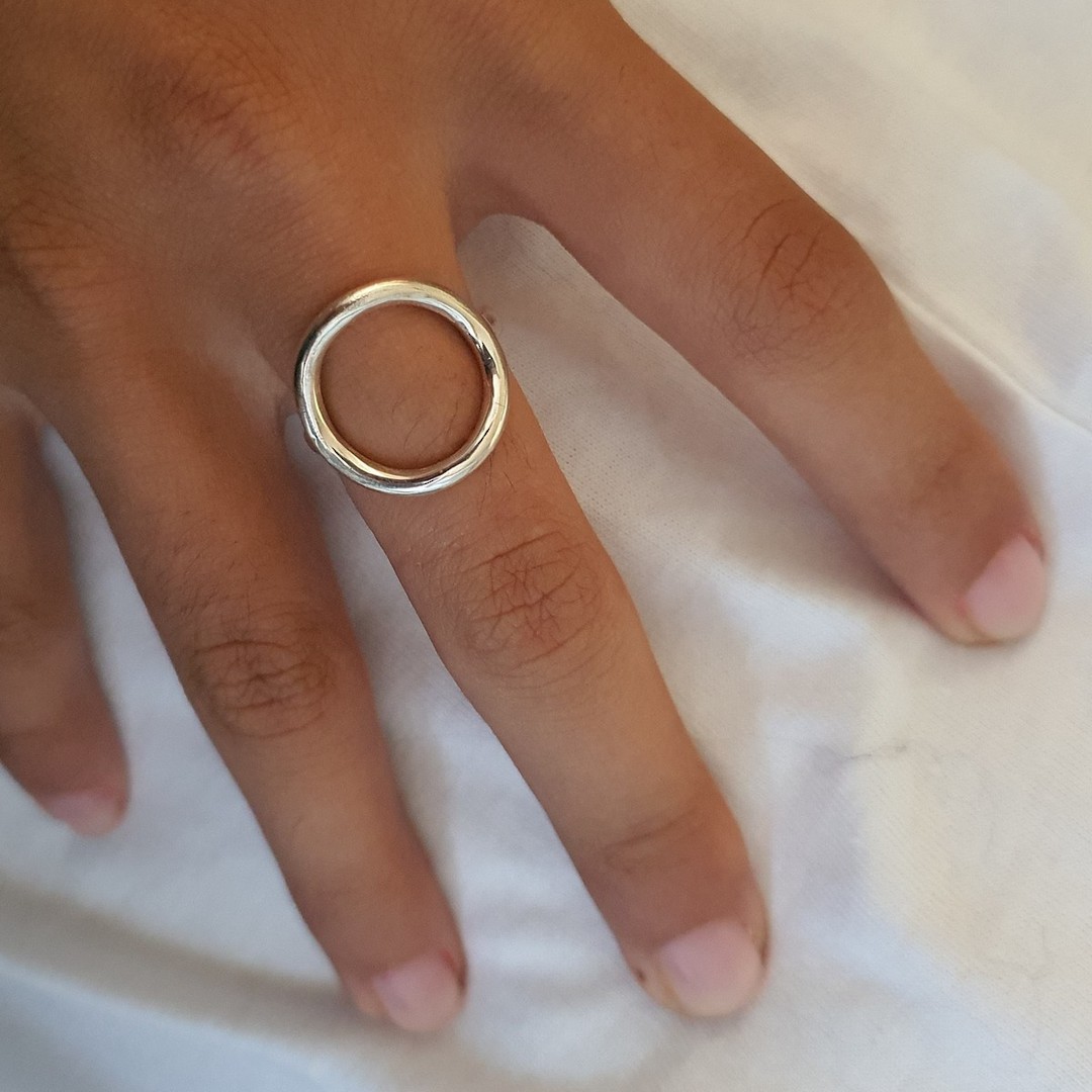 Sterling silver open circle ring, made in NZ image 2