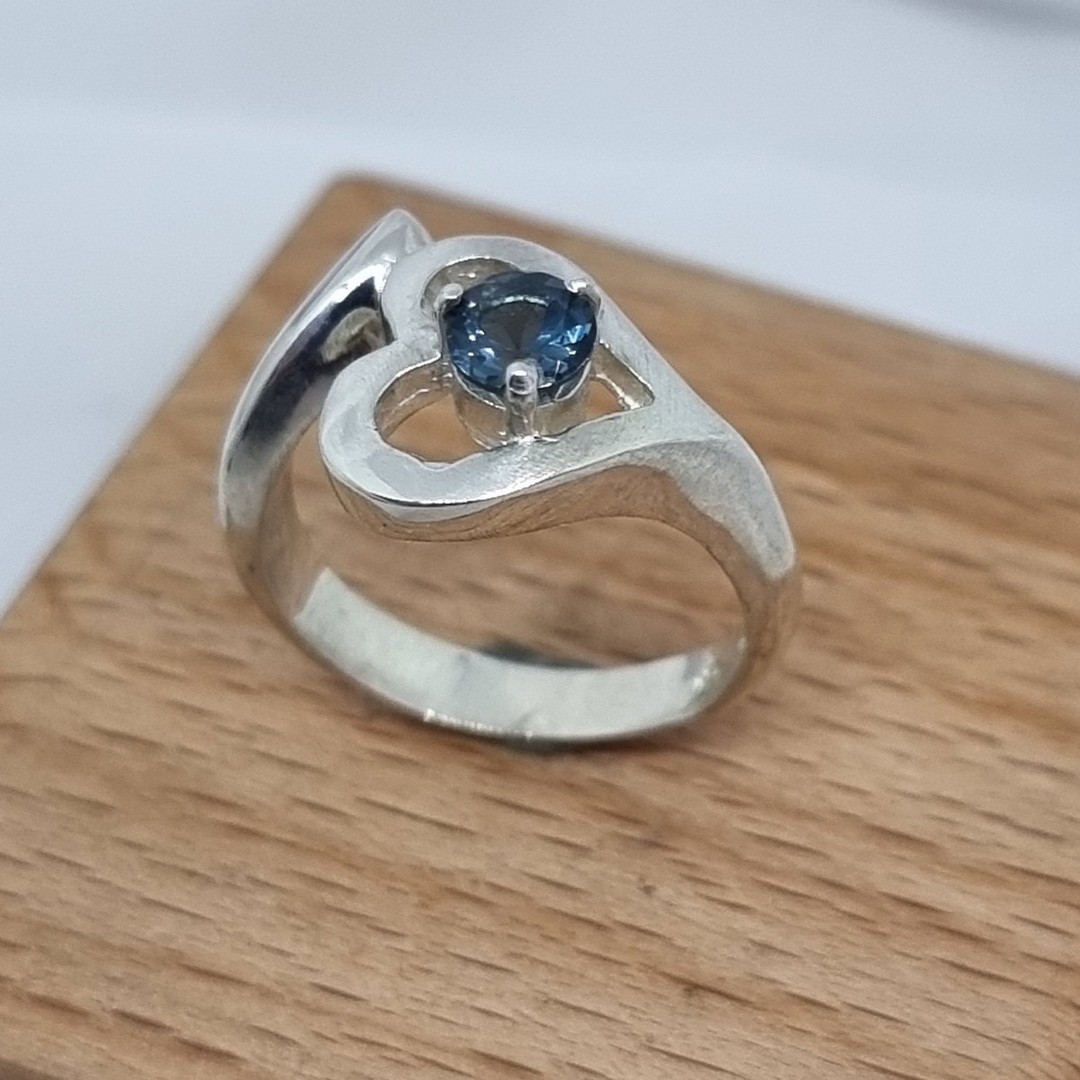 Blue gemstone heart ring - Made in NZ image 0