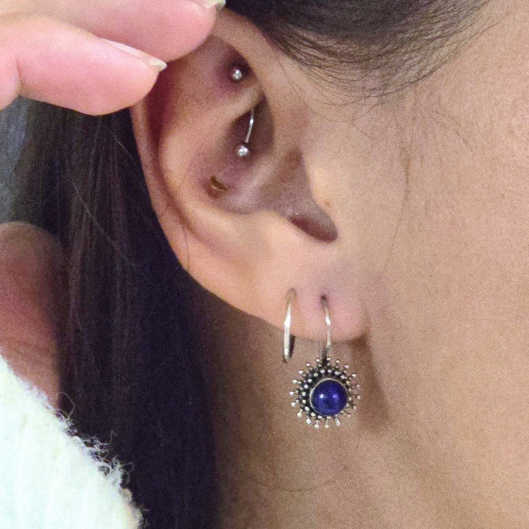 Sterling silver lapis lazuli hook earrings image 1