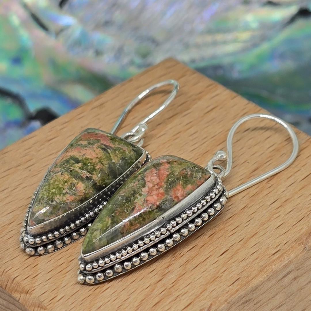 Silver jasper gemstone earrings image 2