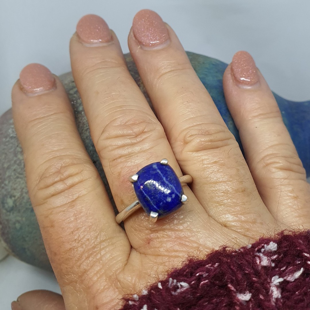 Sterling silver lapis lazuli dress ring image 1