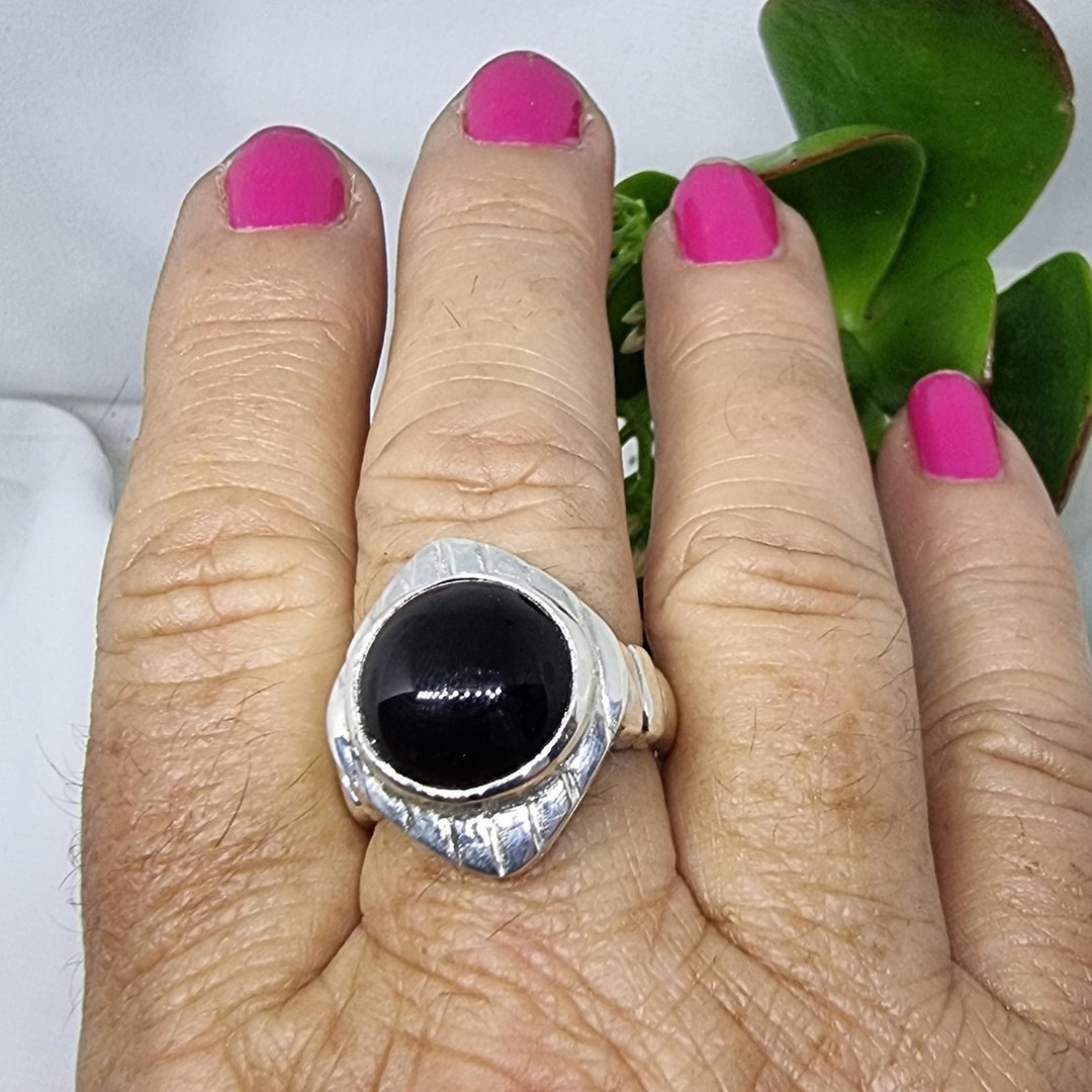Large Silver Onyx Ring | Made in NZ image 3