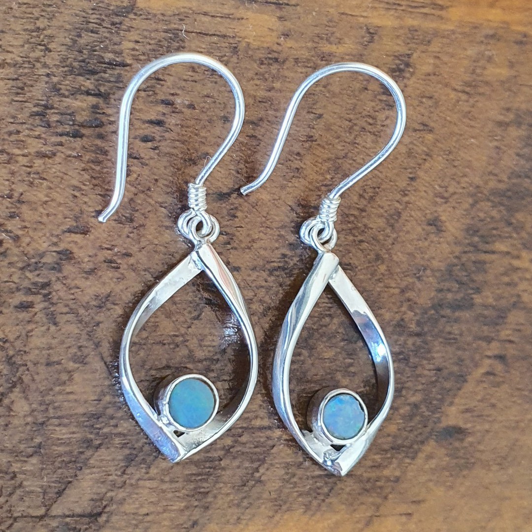 Sterling silver small opal earrings image 1