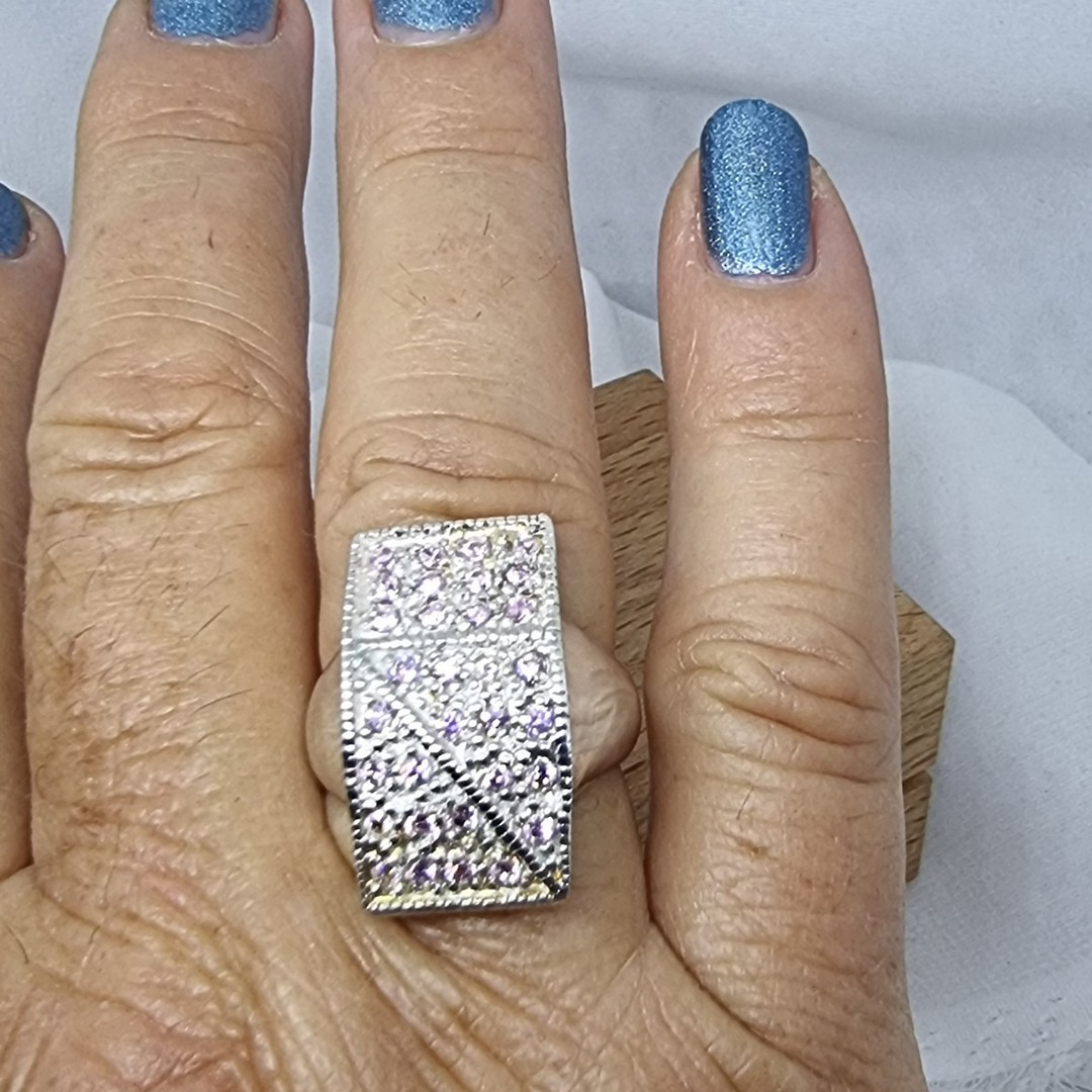 Super sparkle, multi stone silver ring - price drop! image 4