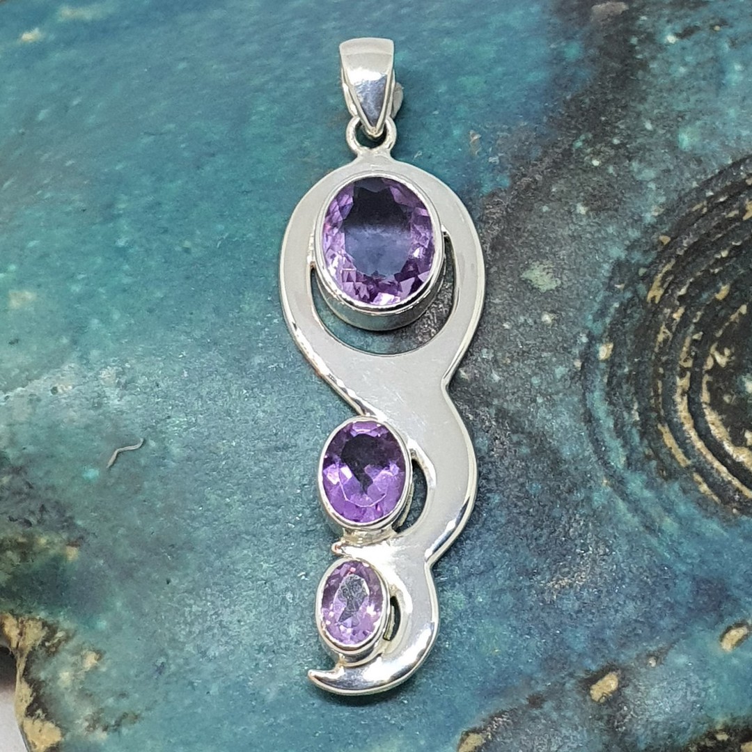 Sterling silver amethyst pendant necklace image 0