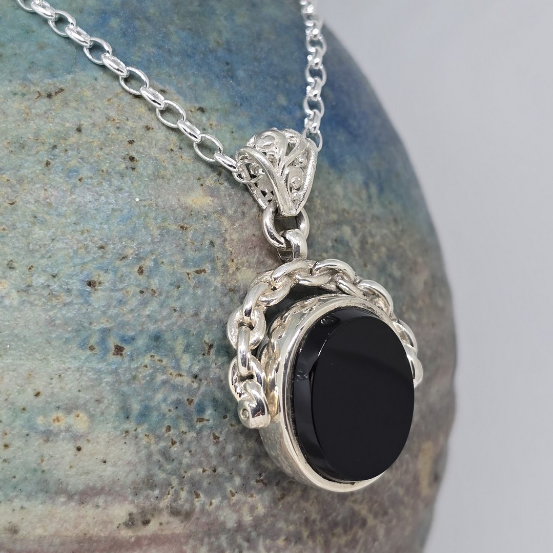 Sterling silver black onyx pendant image 1