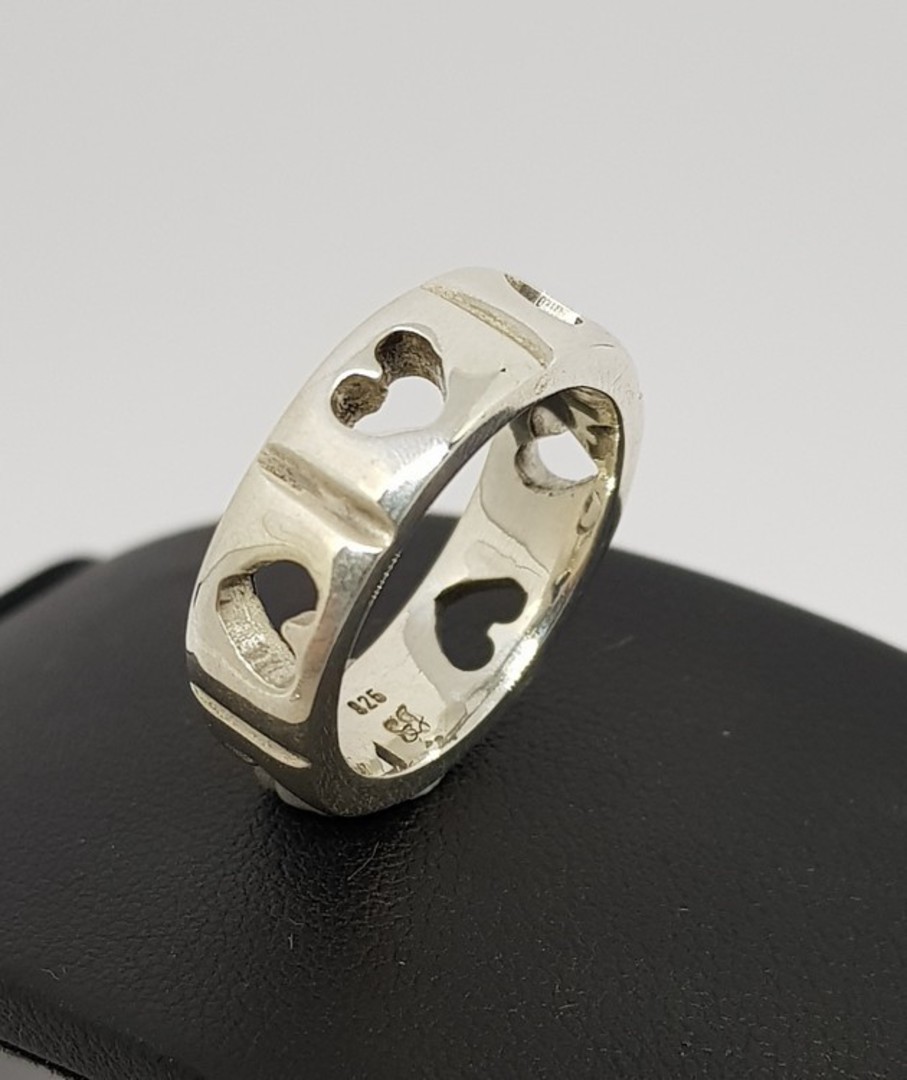 Sterling silver heart ring band, made in NZ image 1