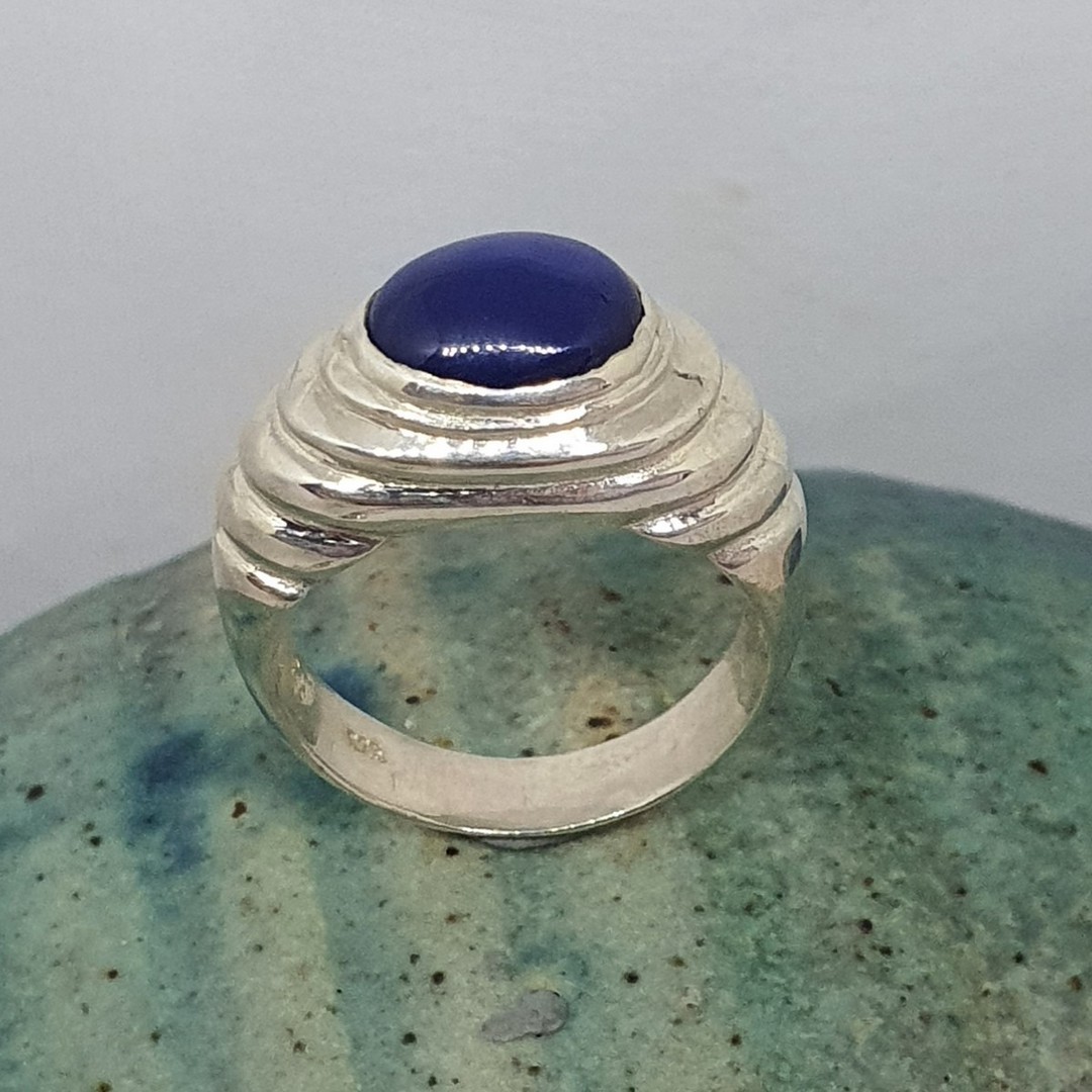 Simulated blue star sapphire silver ring image 0