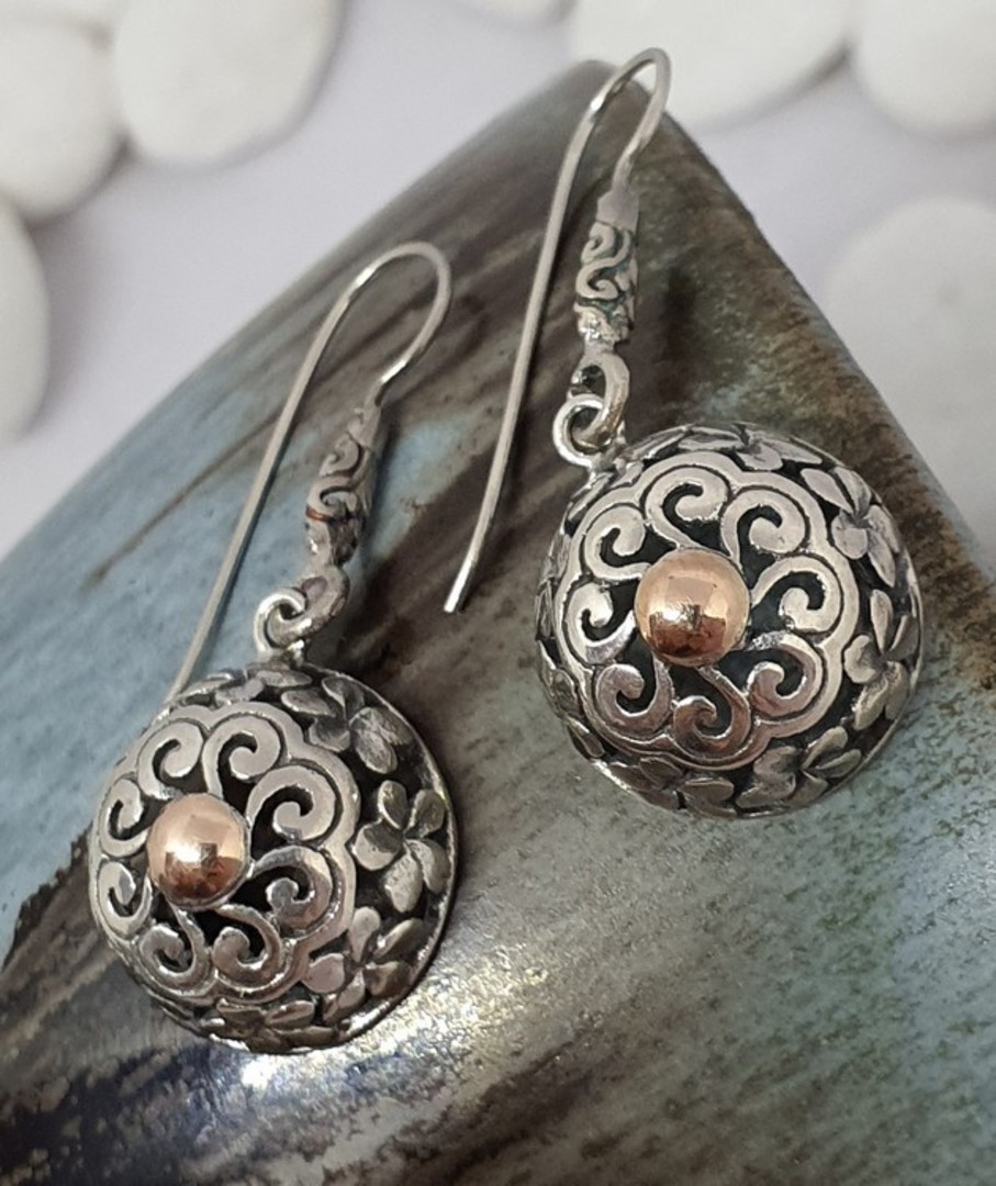 Sterling silver sphere earrings image 2