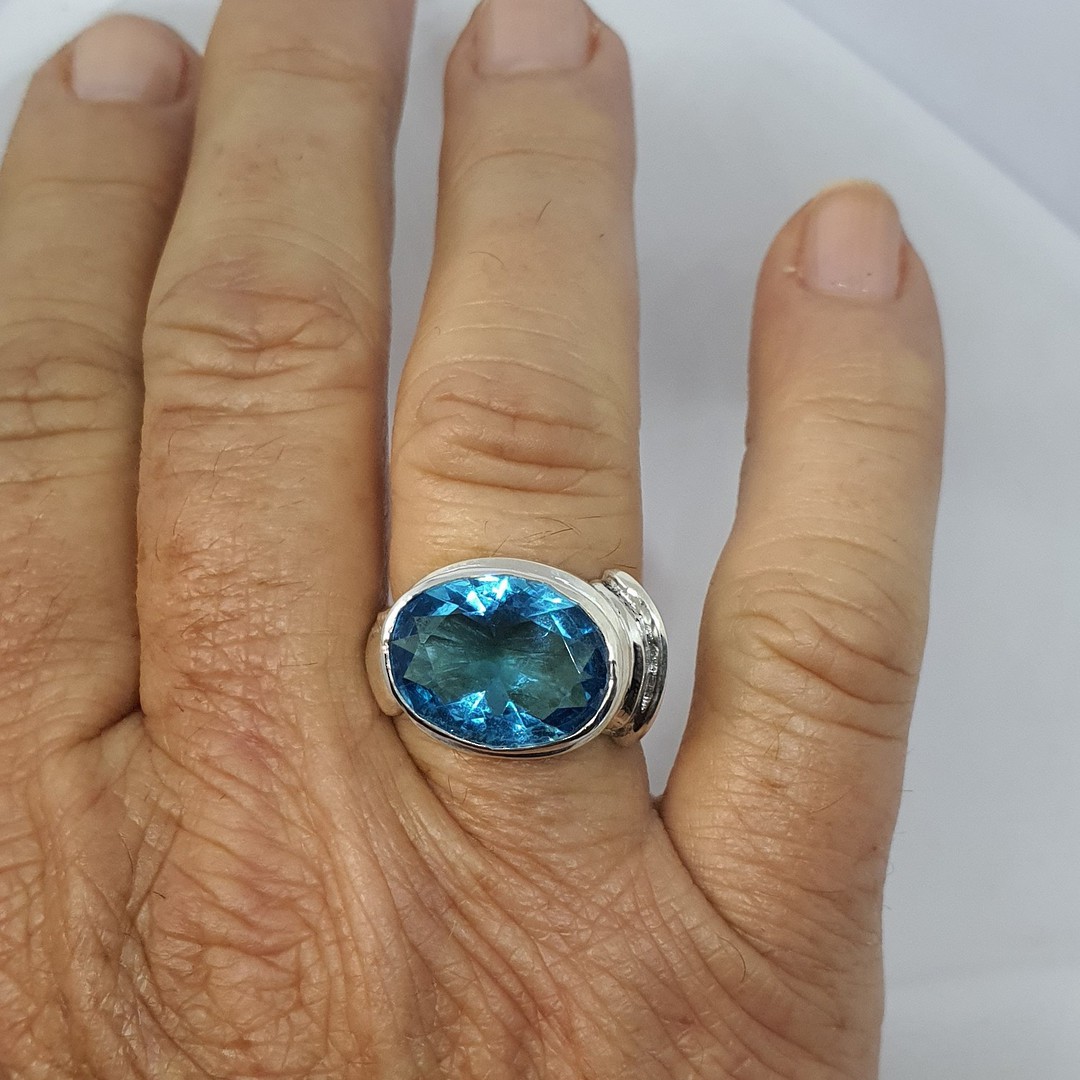 Sterling silver blue topaz ring image 1