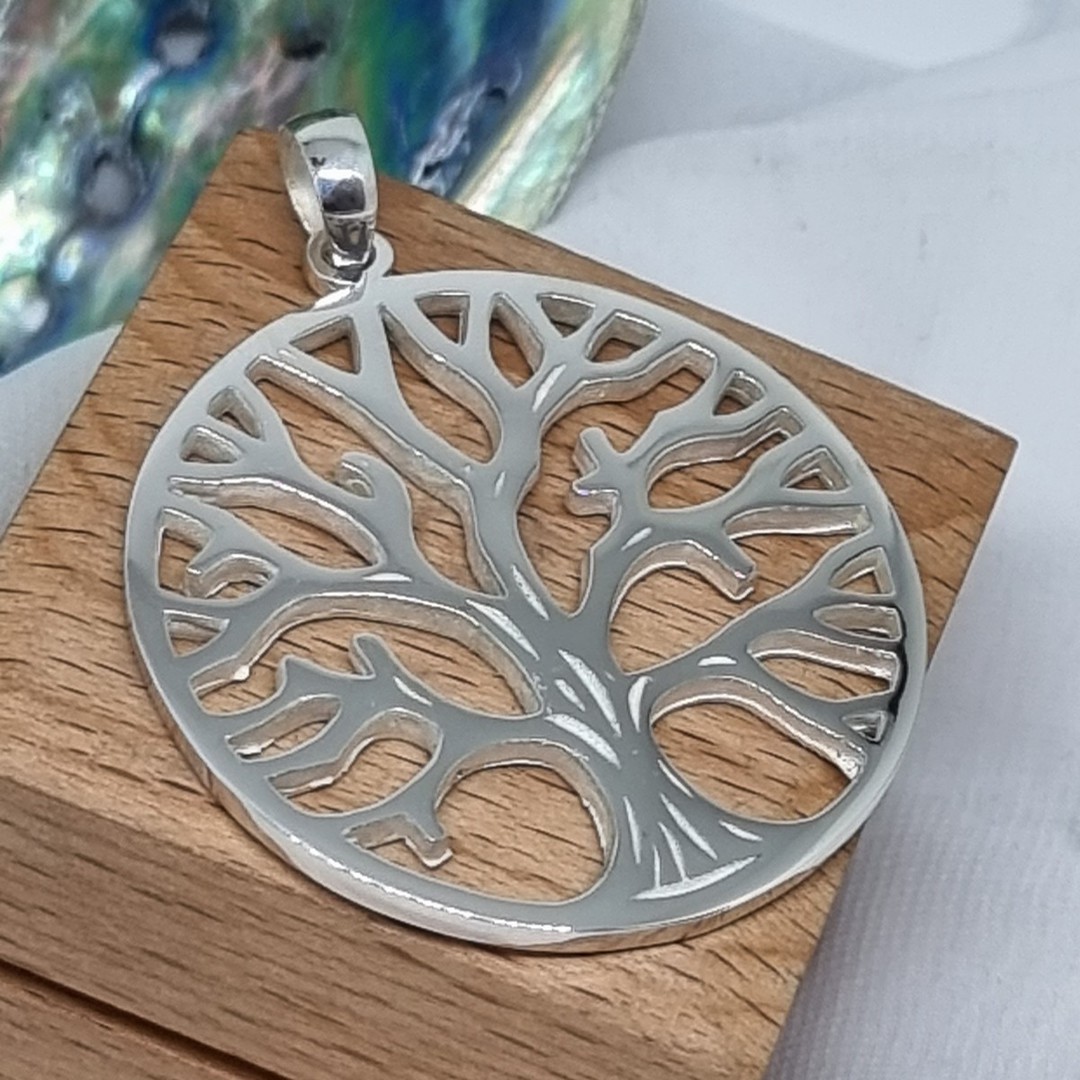 Large sterling silver tree of life pendant image 2
