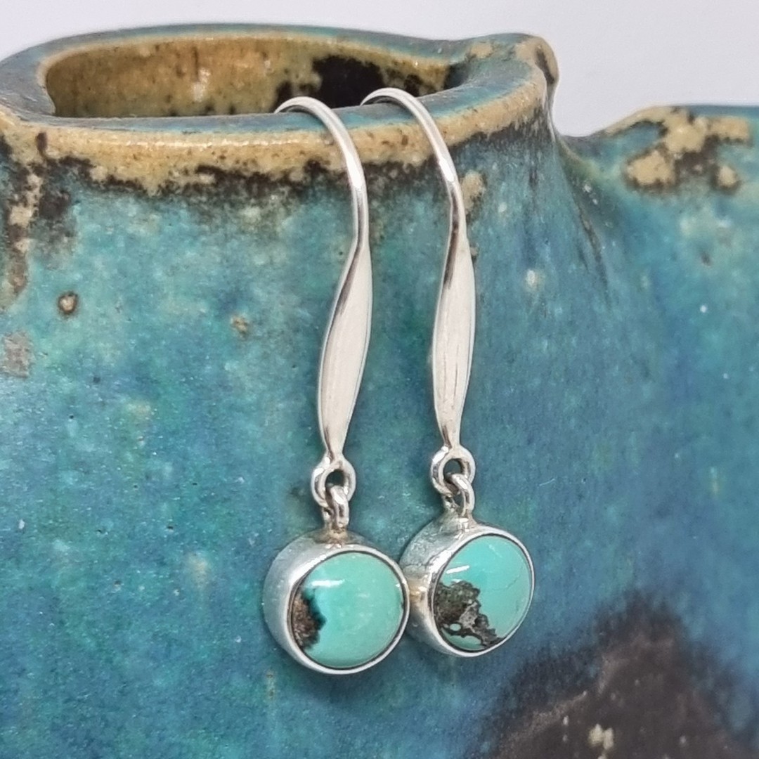 Sterling silver turquoise hook earrings image 0