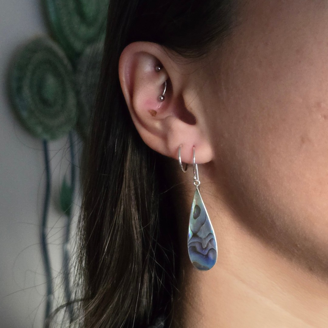 Sterling silver NZ paua earrings image 1