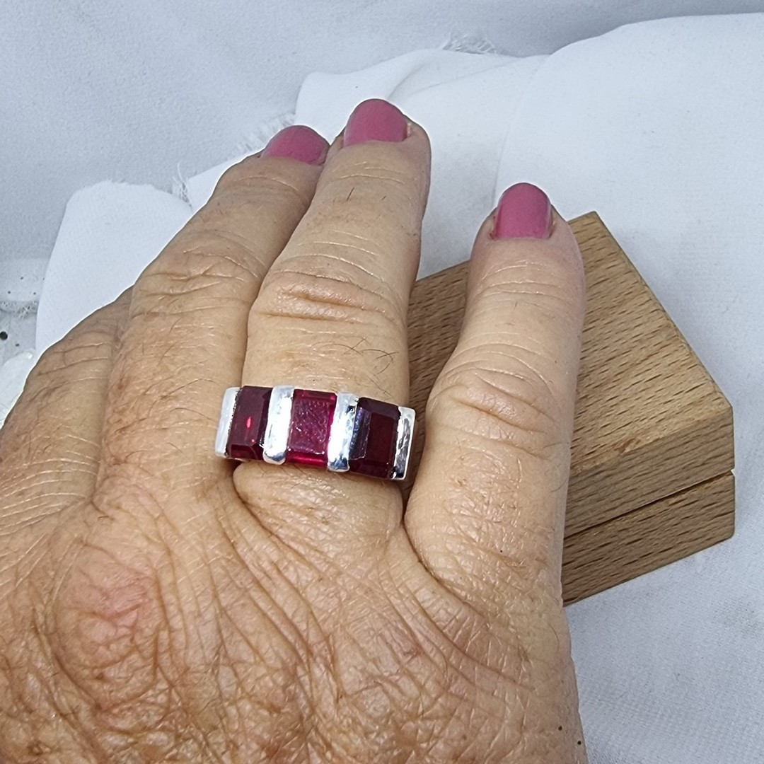 Silver synthetic ruby ring, made in NZ image 4