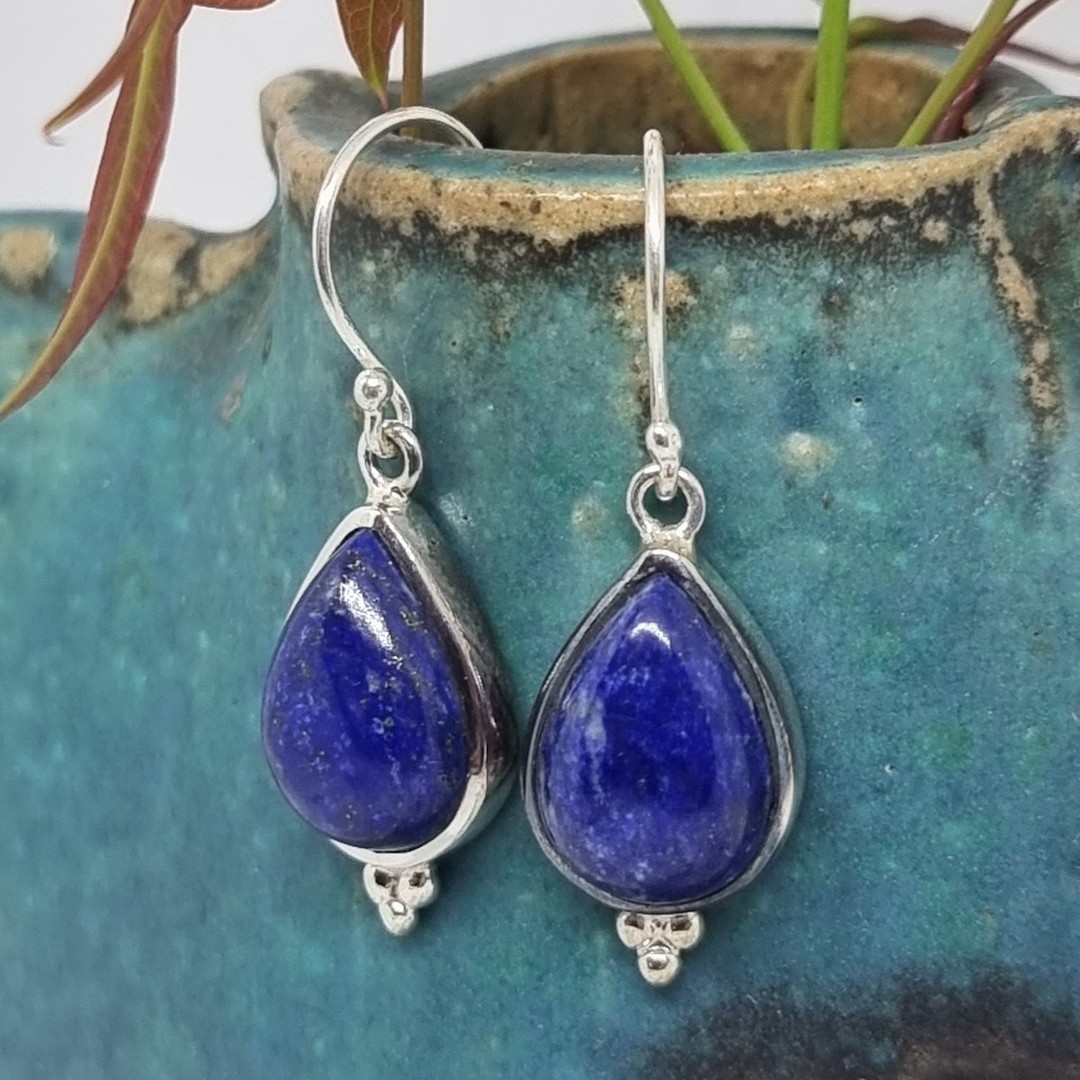 925 Sterling silver lapis lazuli earrings image 2