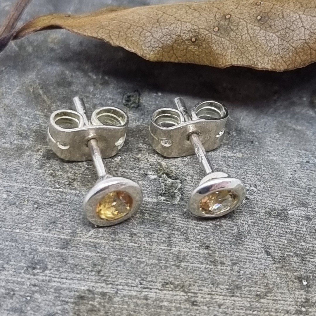 Sterling silver citrine stud earrings image 1
