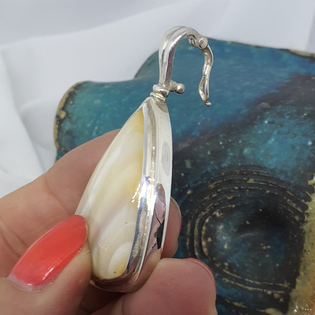 Sterling silver natural agate pendant image 1