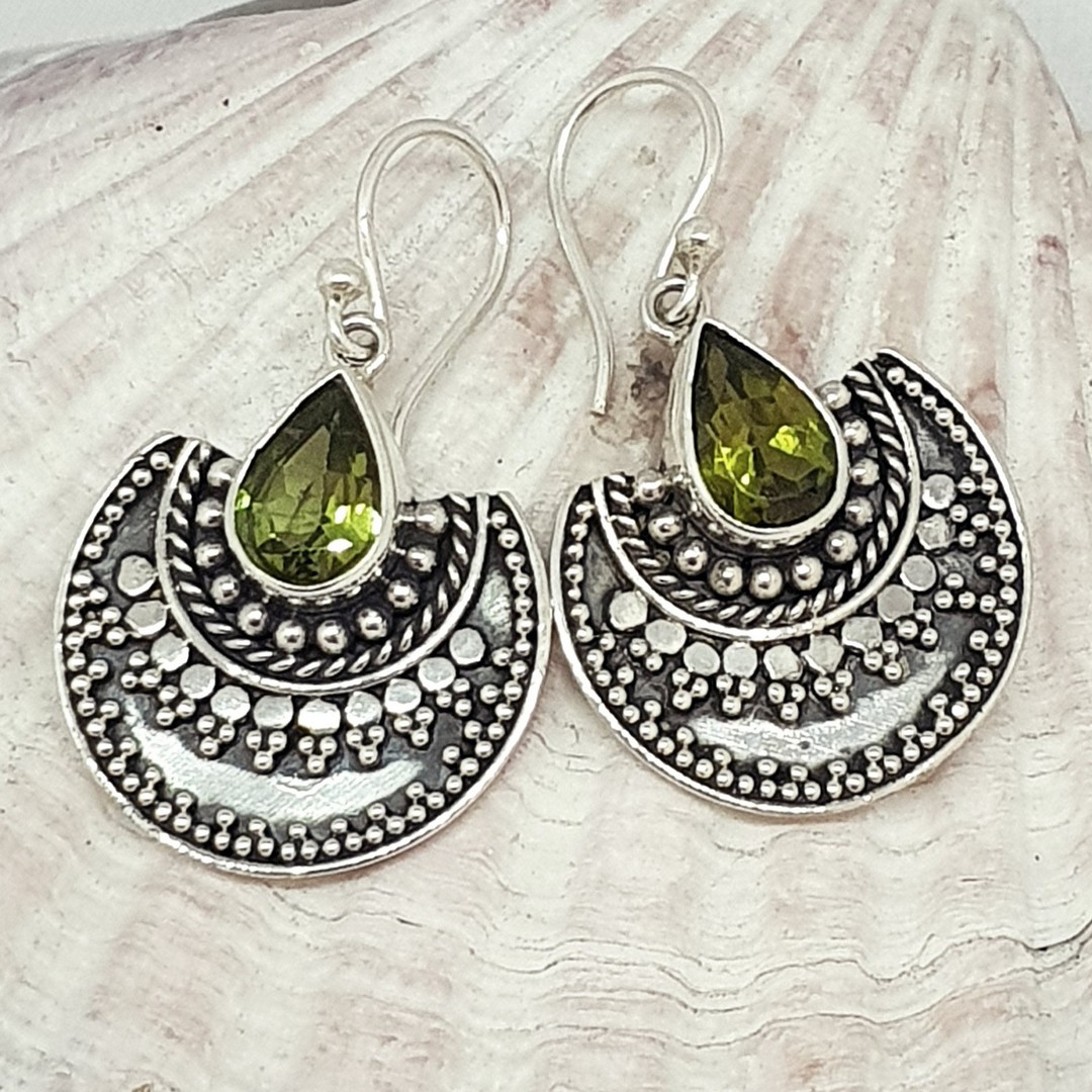 Silver peridot cz earrings image 2