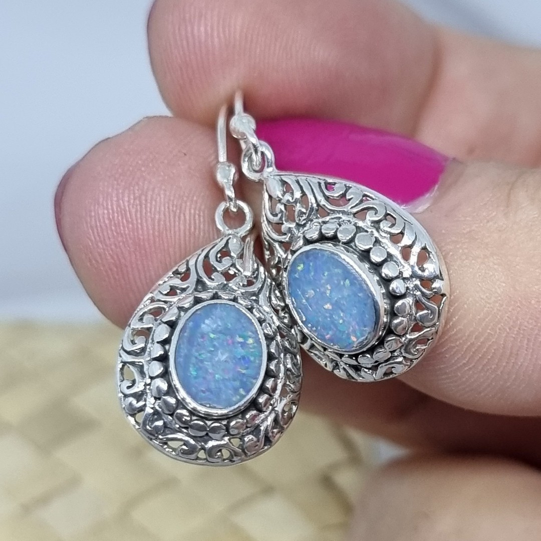 Sterling silver fabulous opal earrings image 1