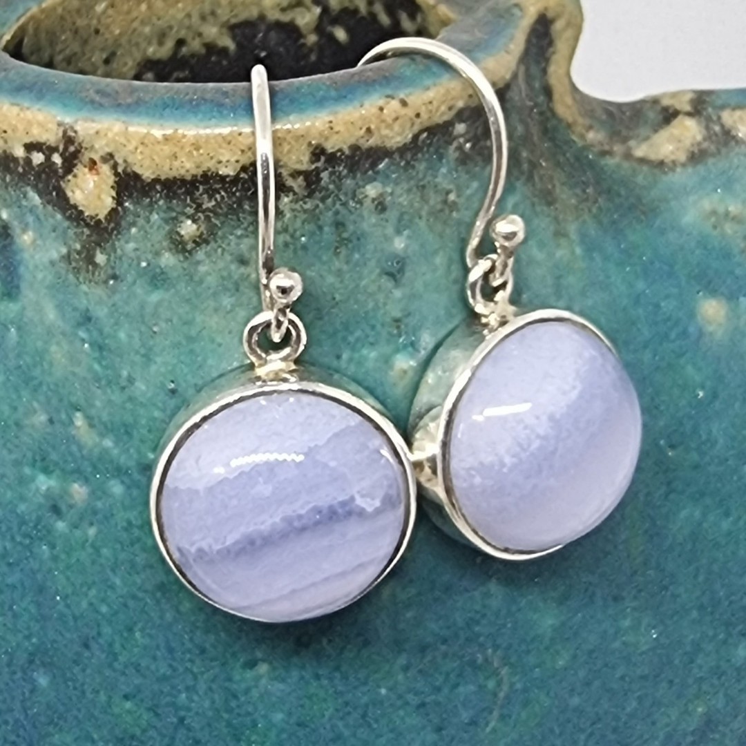 Sterling silver blue lace agate earrings image 0