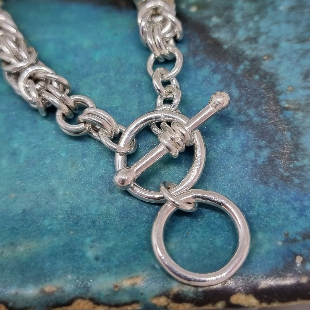 Sterling silver Byzantine linked chain bracelet image 5