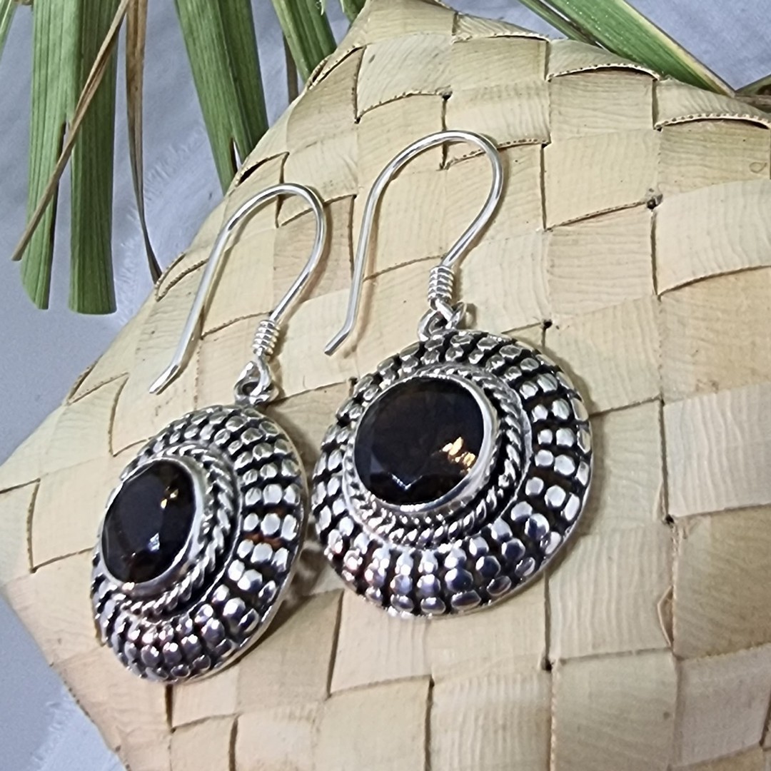 New to our range -  smoky quartz silver earrings image 1