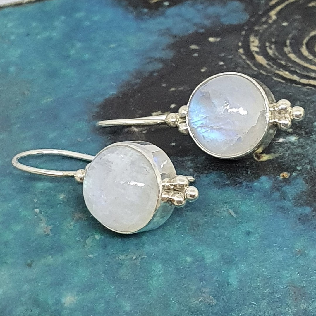 Silver moonstone earrings image 1