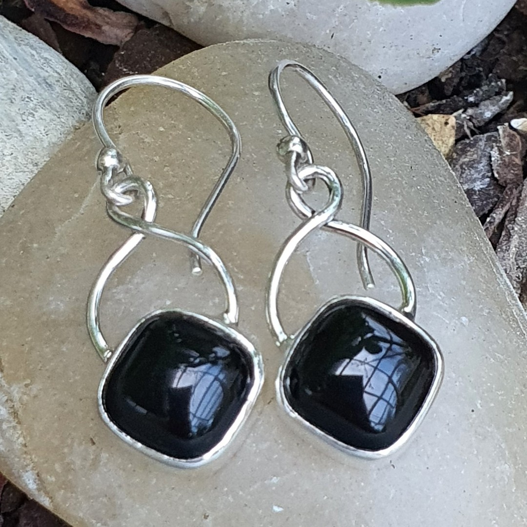 Sterling silver black onyx earrings image 1