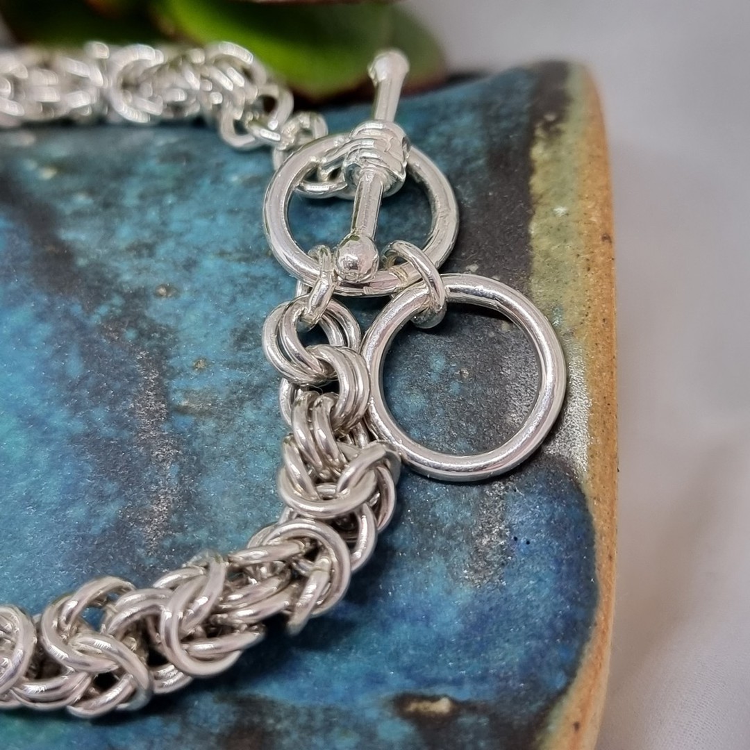 Sterling silver Byzantine linked chain bracelet image 7