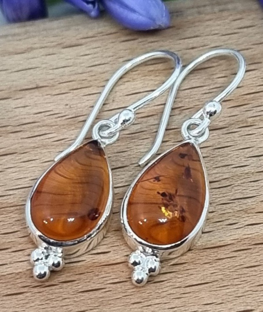 925 Sterling silver amber earrings image 0