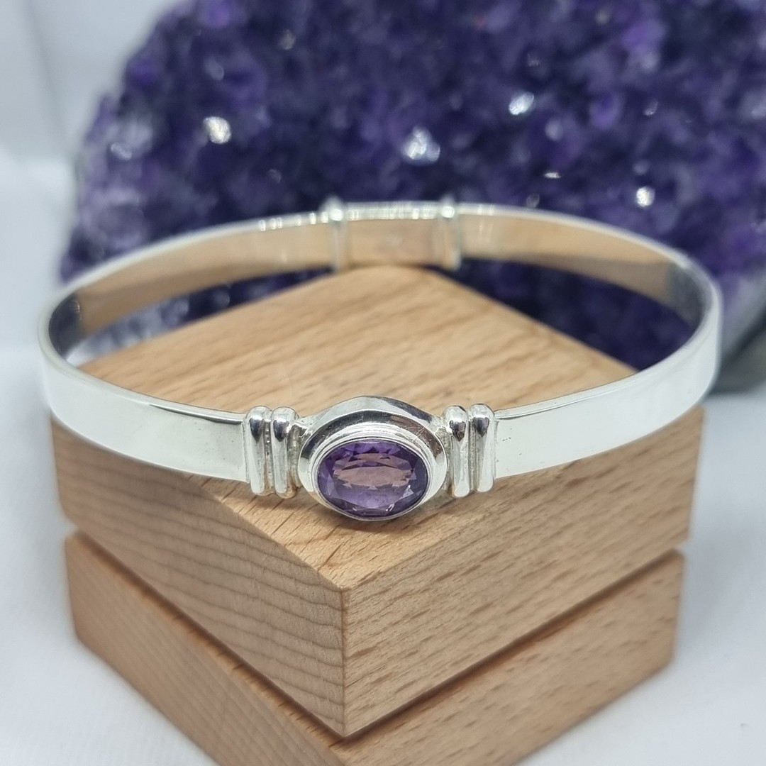 Sparkling purple gemstone bangle image 4