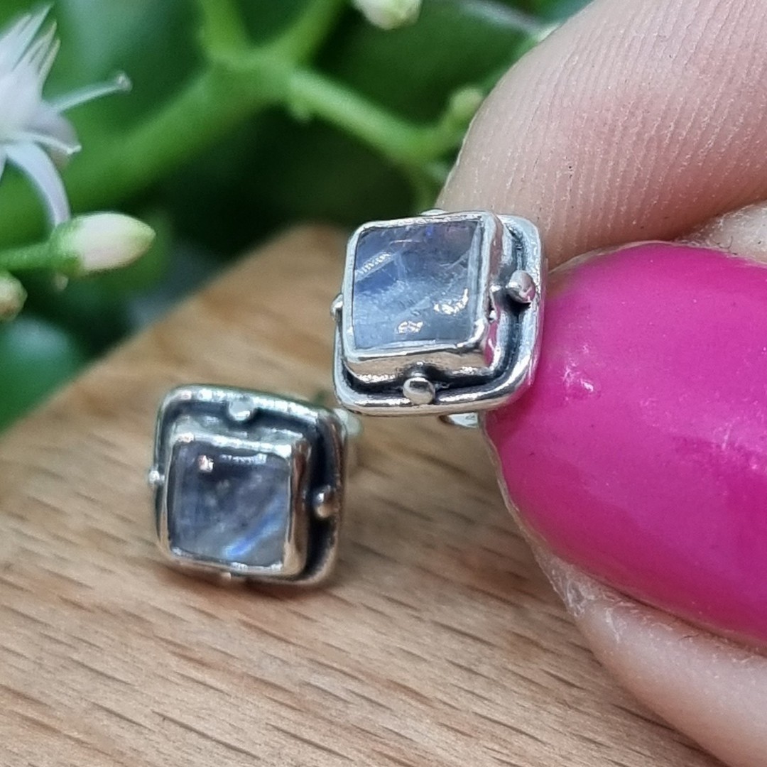 Sterling silver moonstone gemstone stud earrings image 0
