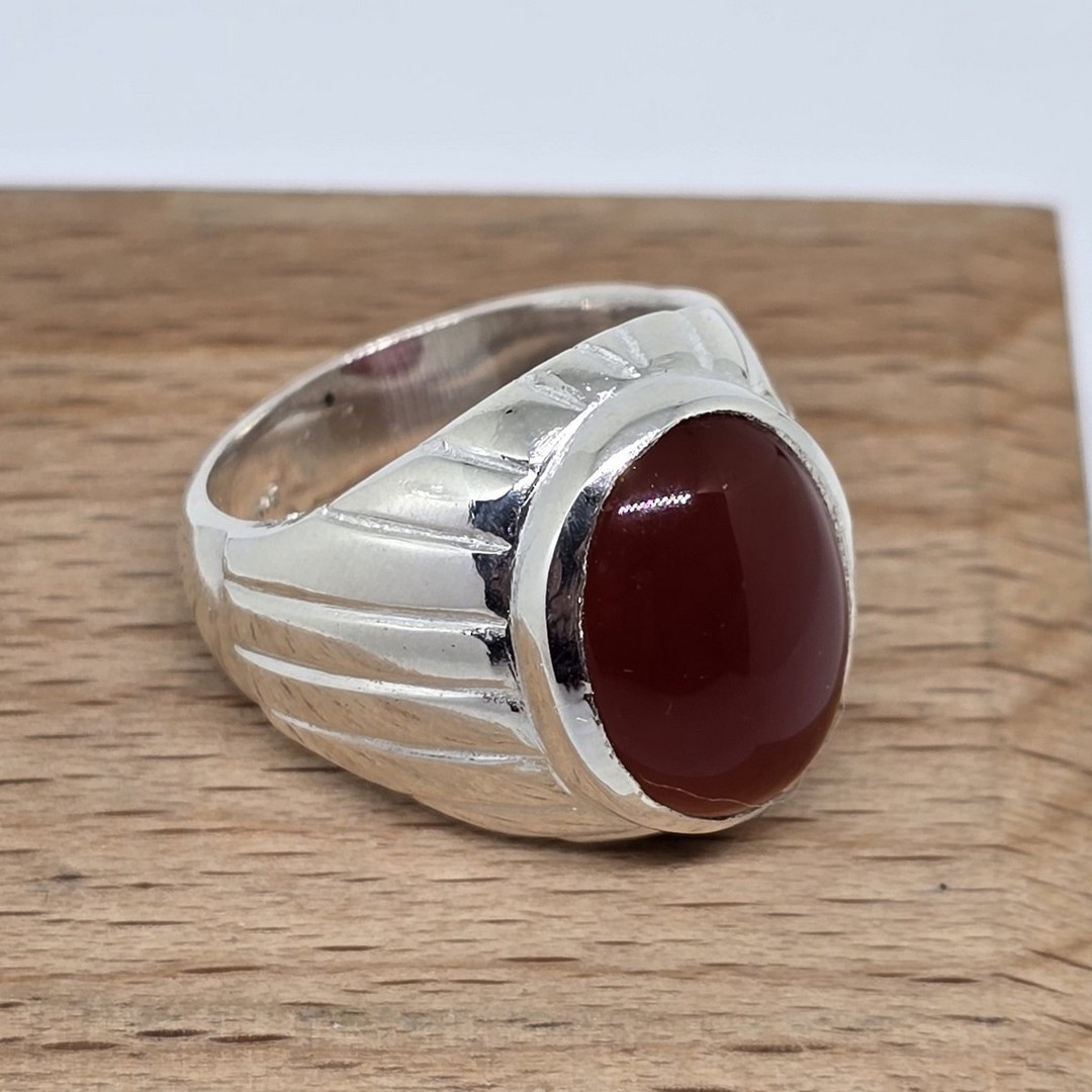 Chunky sterling silver carnelian ring image 0