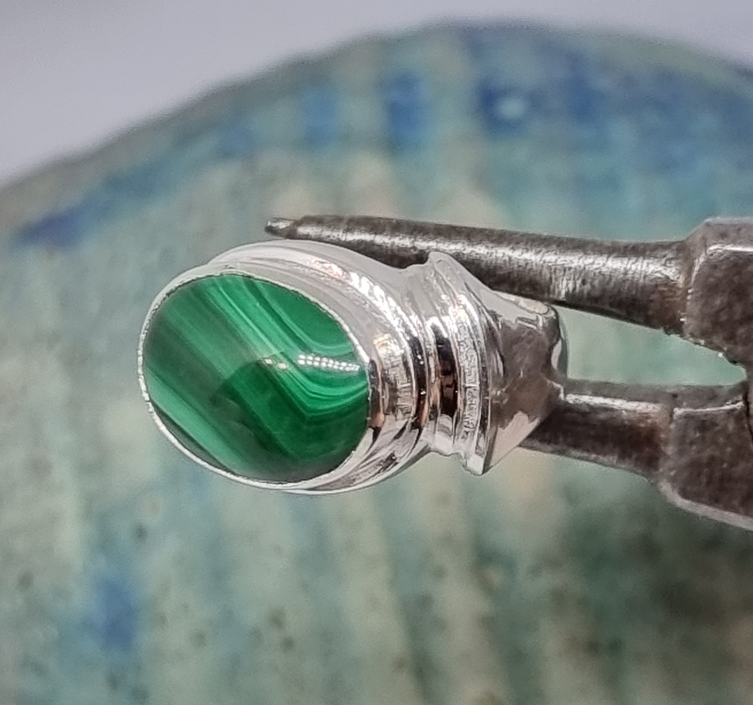 Made in New Zealand, sterling silver malachite gemstone ring image 3