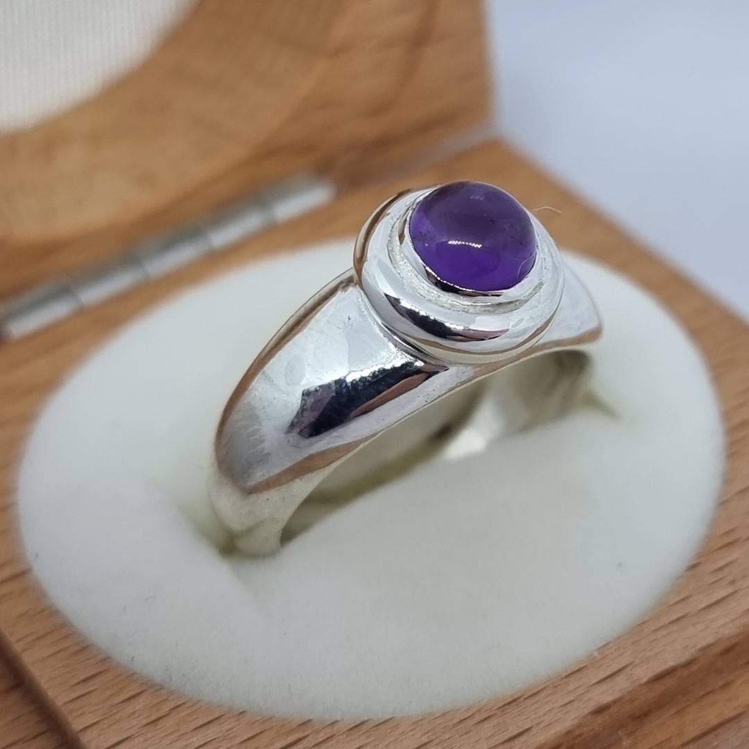 Sterling silver natural amethyst ring - made in NZ image 3