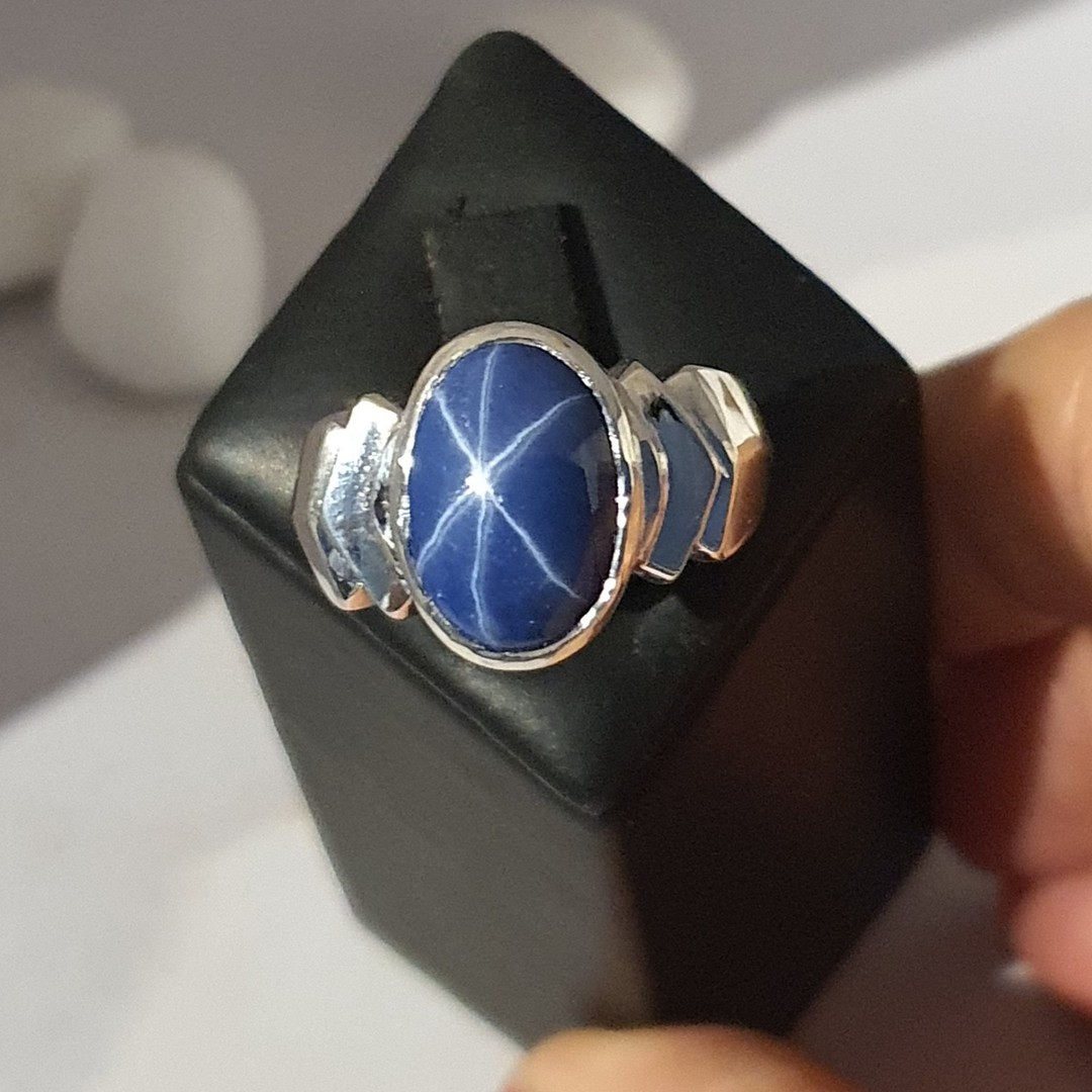 Sterling silver blue star sapphire ring, made in NZ image 2